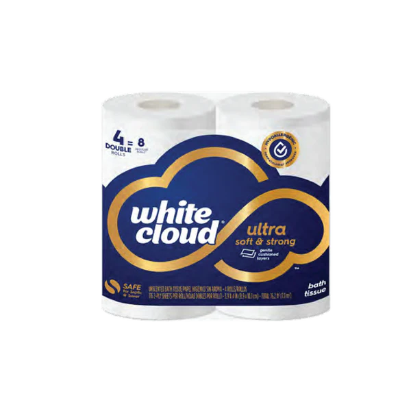 Kruger White Cloud Bath 
Tissue, 3.9&quot; x 4.0&quot;, 2-Ply, 
White, 4/bg, 12bg/cs
