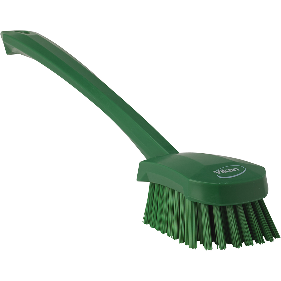 Vikan Long Handle Scrubbing 
Brush, Stiff, Green - (10/cs)