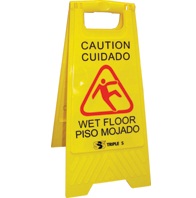 SSS Wet Floor Sign, Yellow,
English/Spanish, 6/cs