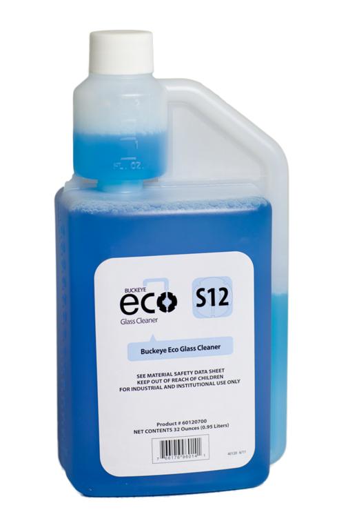 Buckeye ECO S12 Glass Cleaner,  0.95L Squeeze &amp; Pour Bottle - 