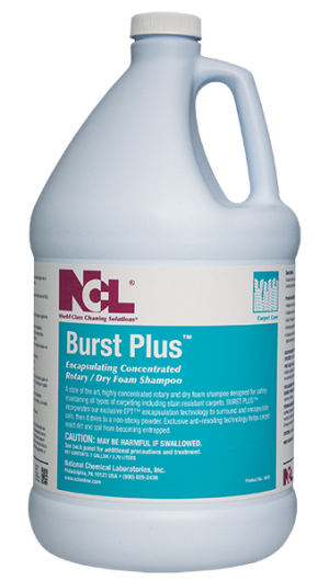 NCL Burst Plus Encapsulating
Rotary/Dry Foam Carpet
Shampoo - (4gal/cs)