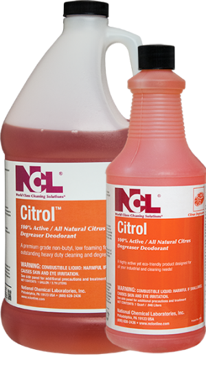 NCL Citrol 100% Active / All
Natural Citrus Degreaser
Concentrate - (12qts/cs)
