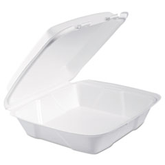 Dart Foam Hinged Lid  Containers, 9.375 x 9.375 x 3, 
