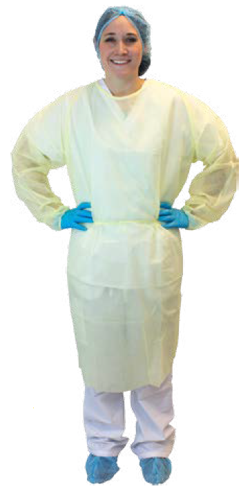 Yellow Polypropylene Isolation Gown, Ties, 50/CS,