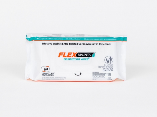FlexWipes Soft Pack 
Disinfectant Wipe, 80ct - 
(12/cs)