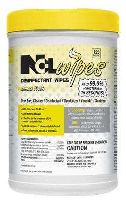 NCLwipes Disinfectant 
Wipes, Lemon Fresh, 125ct - 
(6/cs)