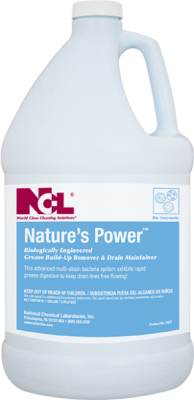 NCL Natures Power
Biologically Engineered
Grease Build-Up Remover &amp;
Drain Maintainer - (4gal/cs)