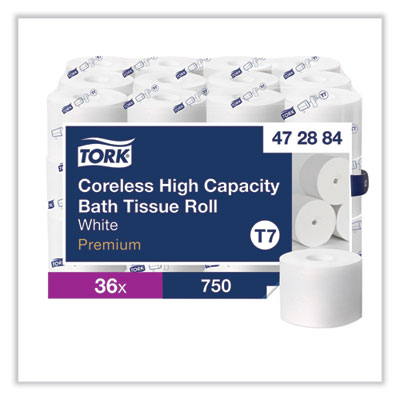 Tork Premium Coreless High 
Capacity Bath Tissue, 2-Ply, 
White, 750shts/roll - (36/cs)