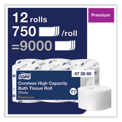 Tork Premium Coreless High 
Capacity Bath Tissue, 2-Ply, 
White, 750shts/roll - (12/cs)