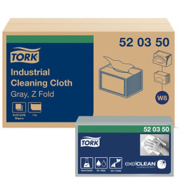 Tork Industrial Cleaning  Cloth, 1ply, 12.6&quot; x 15.2&quot;, 