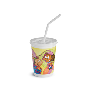 Chinet 12oz Kids Cup Disp Lid  Wrap Straw Yellow Blades &amp; 