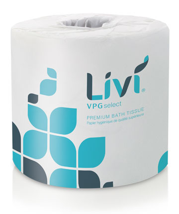 Solaris Livi VPG Select Bath 
Tissue White 2-Ply 4.5&quot; X 4&quot; 
500 Sheets, (80/cs)